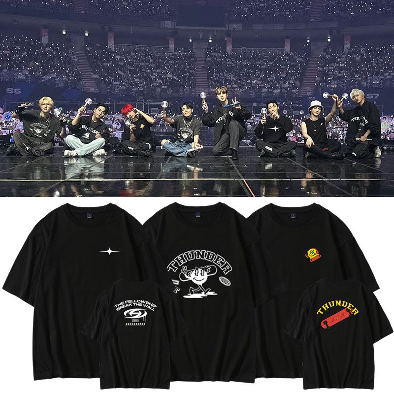 ATEEZ MERCH BREAK THE WALL 100% BAUMWOLLE T-SHIRTS (schwarz und weiß)