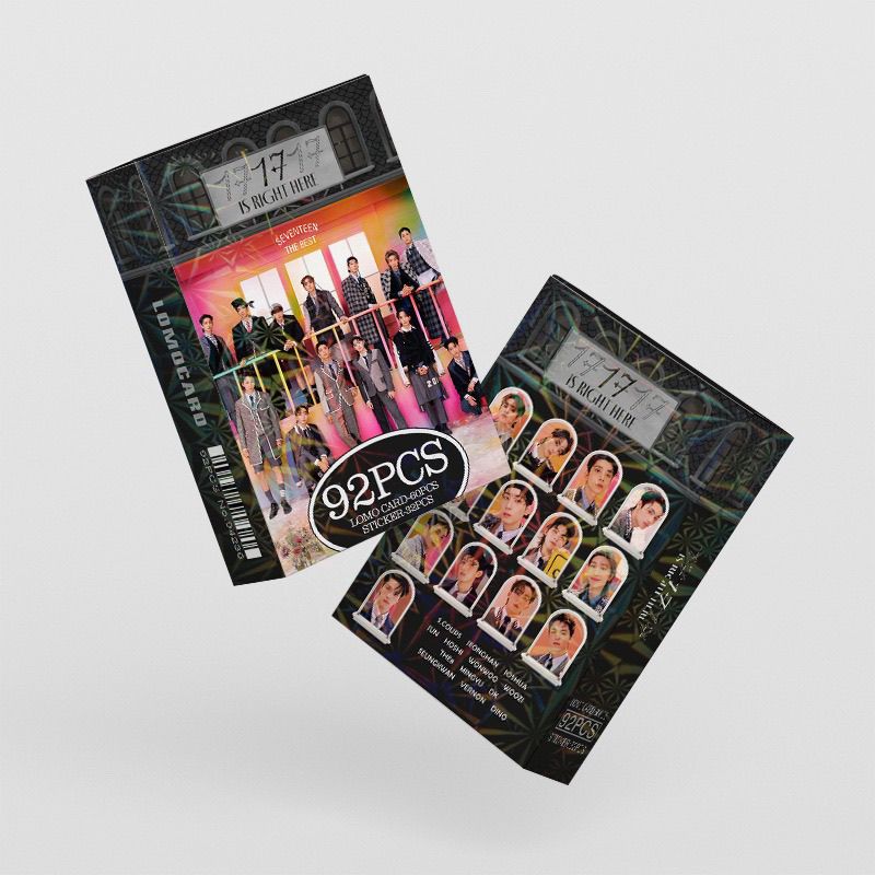 SEVENTEEN MERCH 17 Ist Hier 92 TEILE KIT (60 FOTOKARTEN + 32 STICKER)