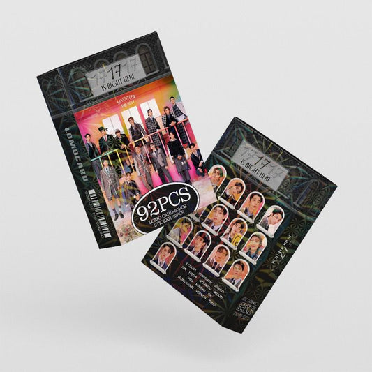 SEVENTEEN MERCH 17 Ist Hier 92 TEILE KIT (60 FOTOKARTEN + 32 STICKER)