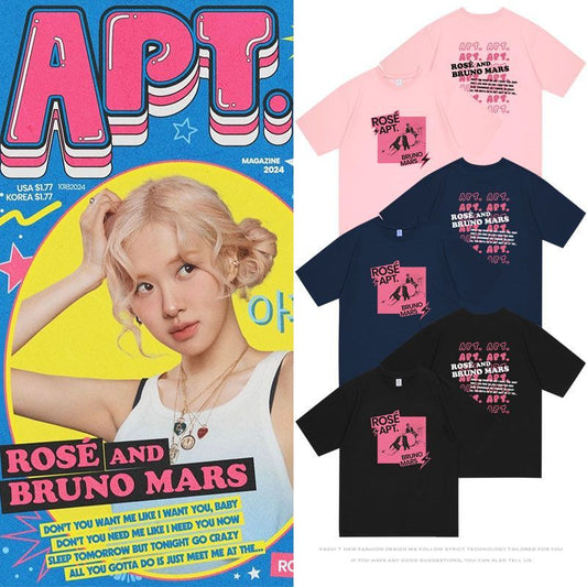 ROSÉ (BLACKPINK) UND BRUNO MARS APT T-SHIRT 100% BAUMWOLLE