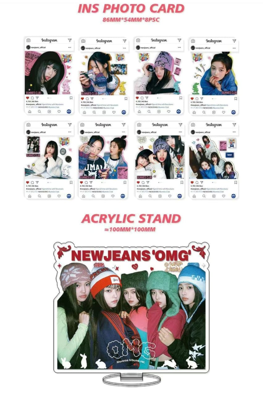 KIT 92 TEILE (60 FOTOKARTEN + 32 STICKER) NEWJEANS GET UP