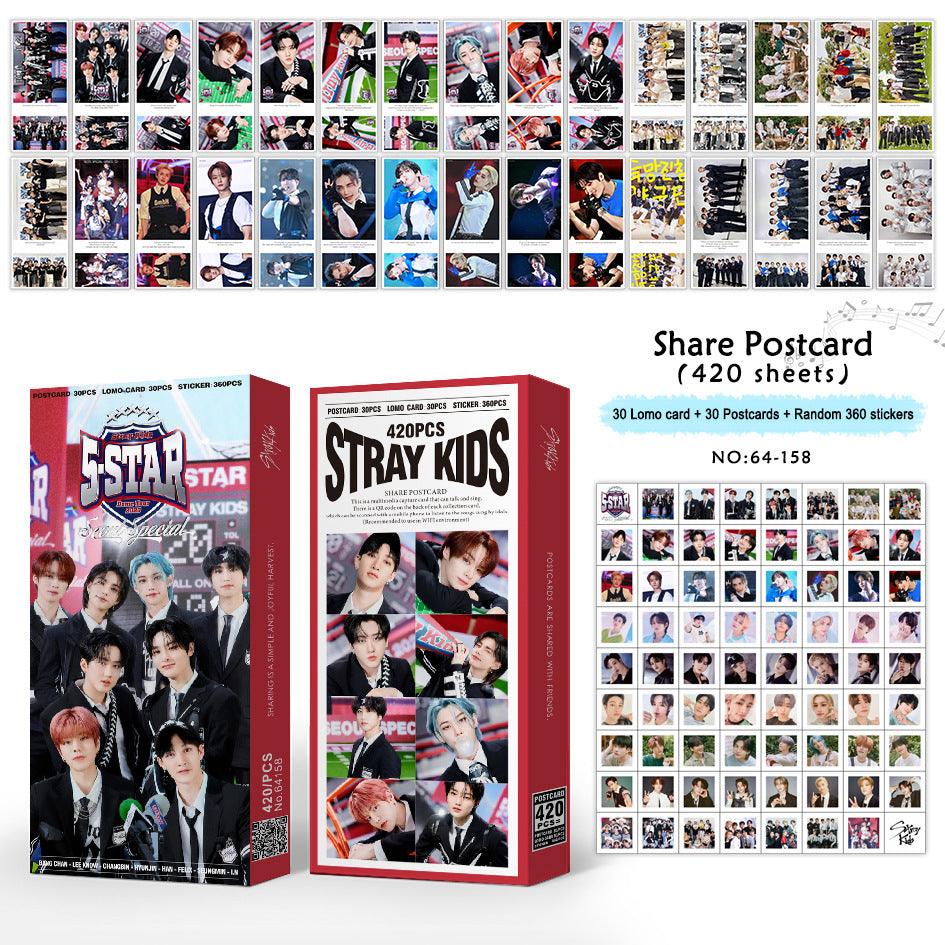 FOTOKARTEN STRAY KIDS 420 STÜCK (30 FOTOKARTEN + 30 POSTKARTEN + 360 STICKER)