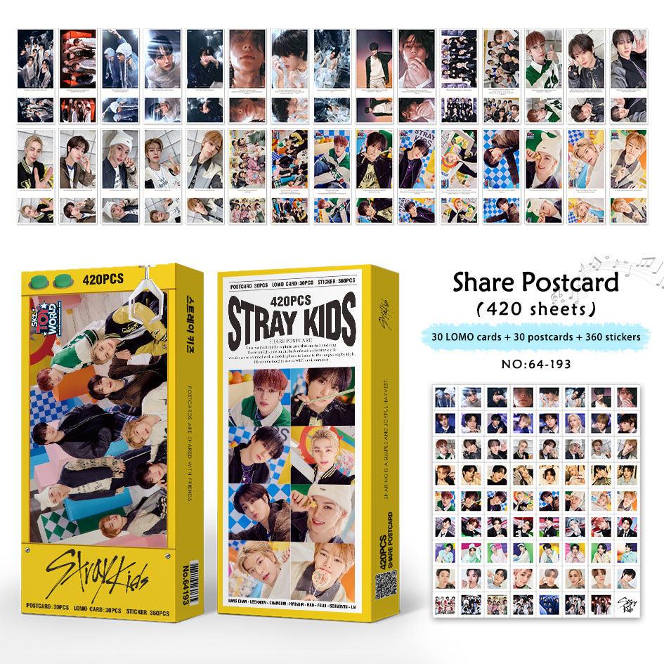 FOTOKARTEN STRAY KIDS 420 STÜCK (30 FOTOKARTEN + 30 POSTKARTEN + 360 STICKER)