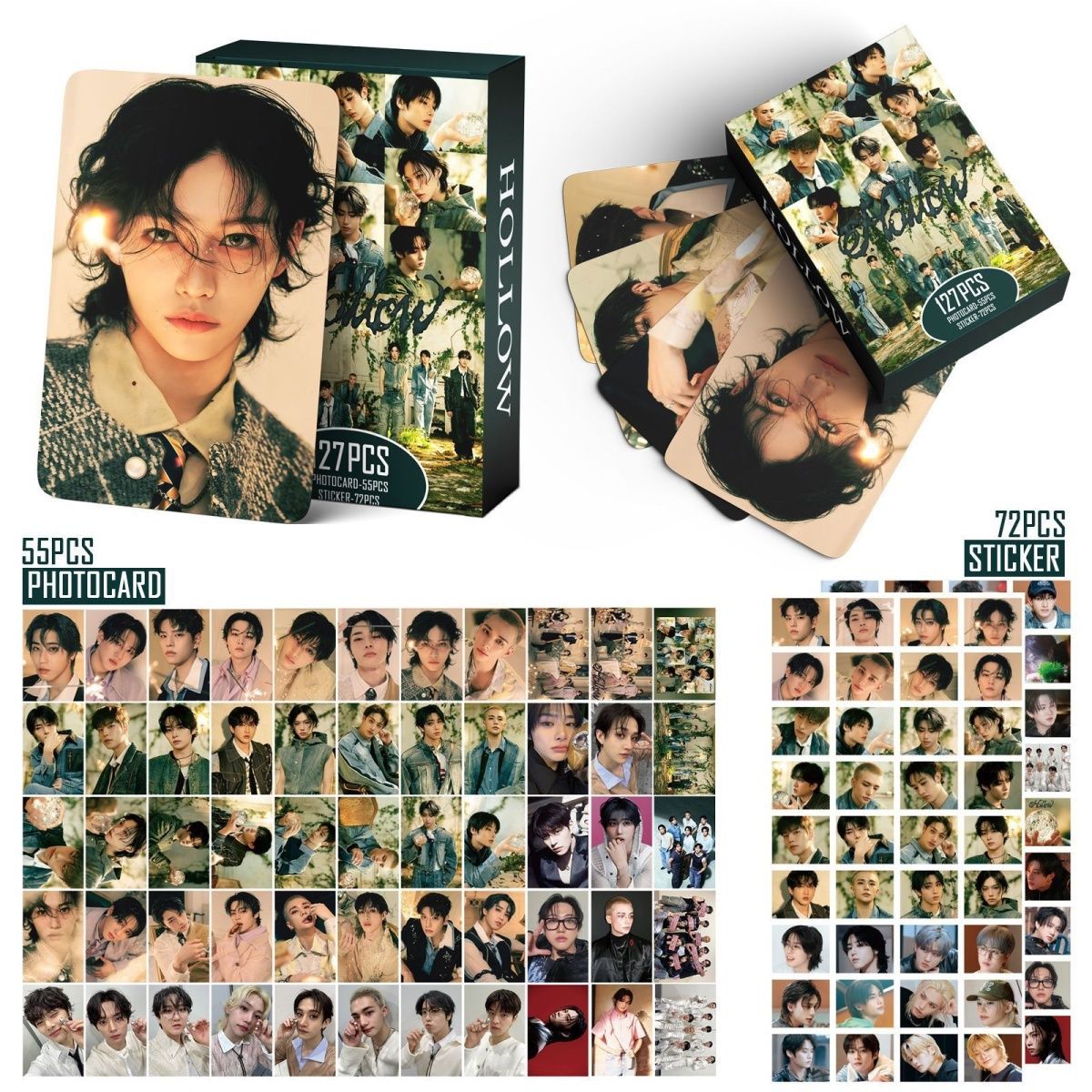 STRAY KIDS MERCH FOTOKARTEN HOLO KIT 127 STÜCK (55 FOTOKARTEN + 72 STICKER)